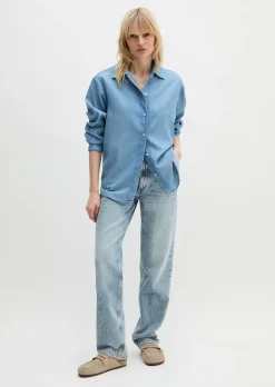 Jeansbluse regular aus TENCEL™ Lyocell-Baumwolle-Mix