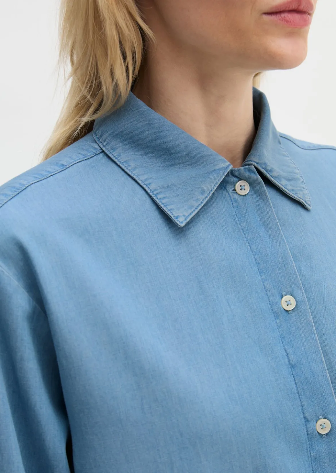 Jeansbluse regular aus TENCEL™ Lyocell-Baumwolle-Mix