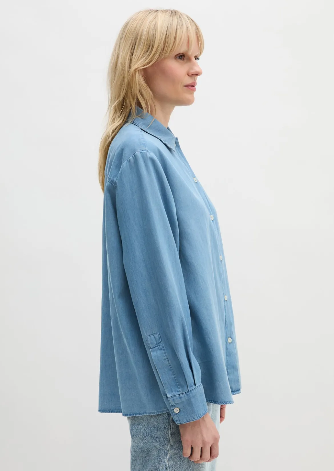 Jeansbluse regular aus TENCEL™ Lyocell-Baumwolle-Mix