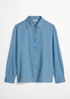 Jeansbluse regular aus TENCEL™ Lyocell-Baumwolle-Mix