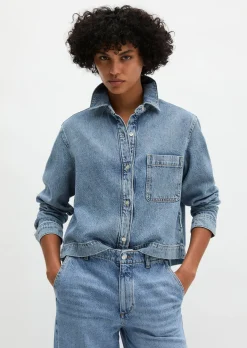 Jeansbluse relaxed aus Lyocell-Leinen-Baumwolle-Mix