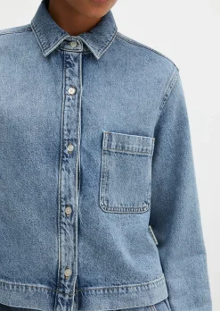 Jeansbluse relaxed aus Lyocell-Leinen-Baumwolle-Mix