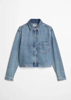 Jeansbluse relaxed aus Lyocell-Leinen-Baumwolle-Mix