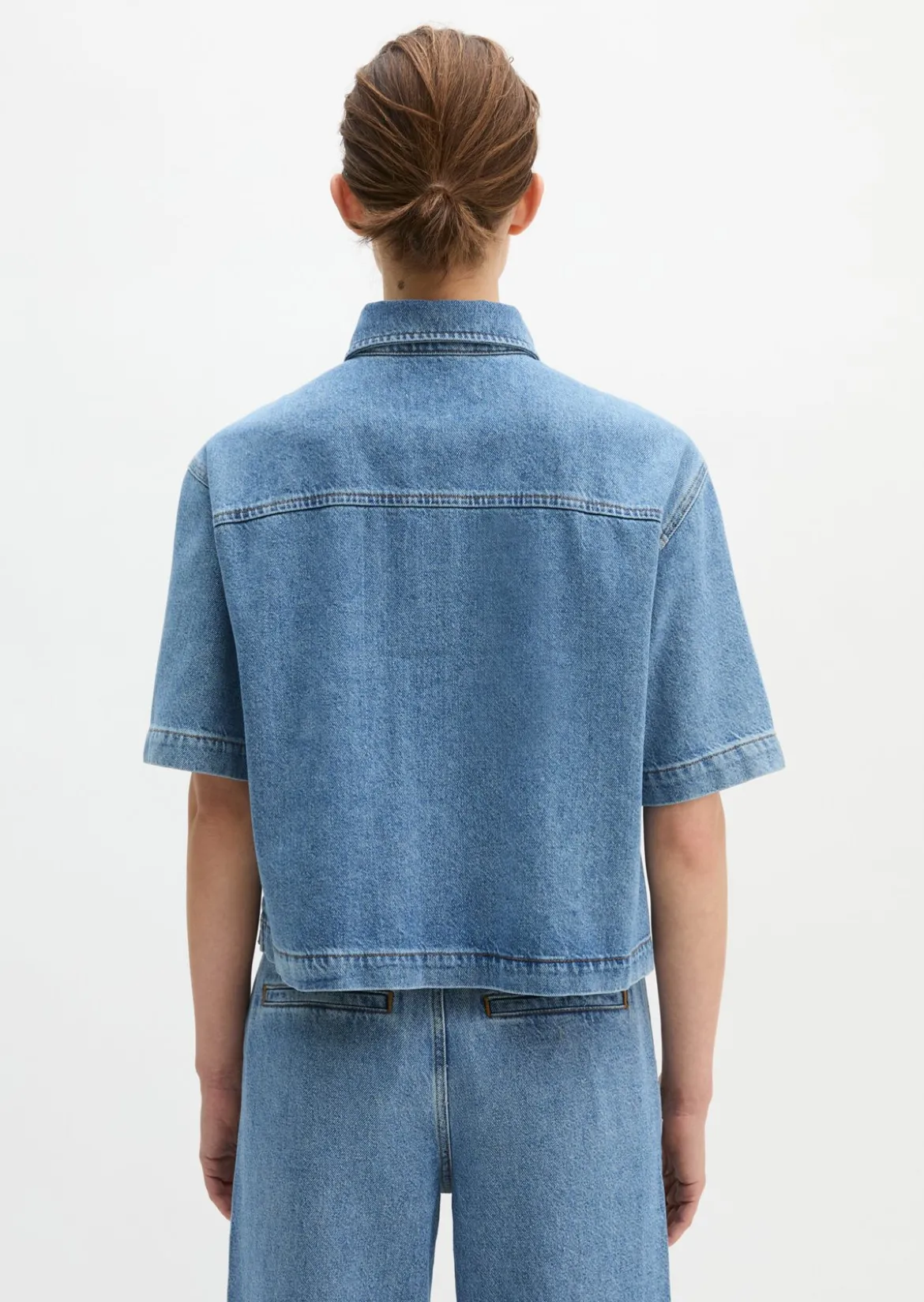Jeansbluse relaxed aus Lyocell-Leinen-Baumwolle-Mix