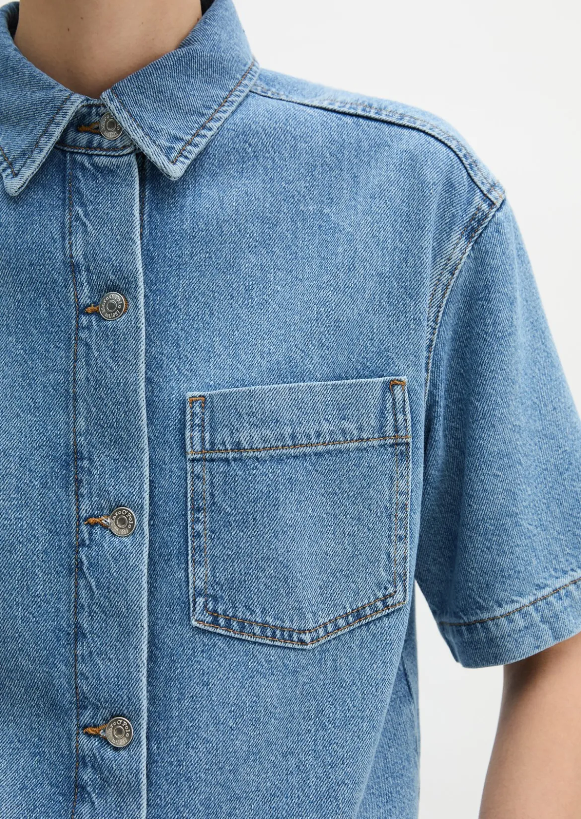 Jeansbluse relaxed aus Lyocell-Leinen-Baumwolle-Mix
