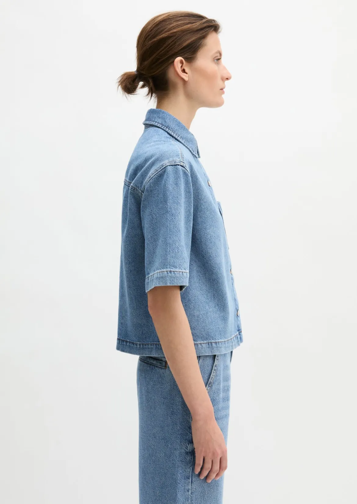 Jeansbluse relaxed aus Lyocell-Leinen-Baumwolle-Mix