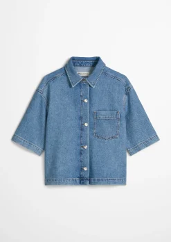 Jeansbluse relaxed aus Lyocell-Leinen-Baumwolle-Mix