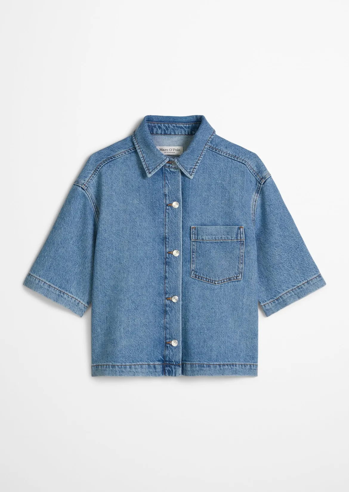Jeansbluse relaxed aus Lyocell-Leinen-Baumwolle-Mix
