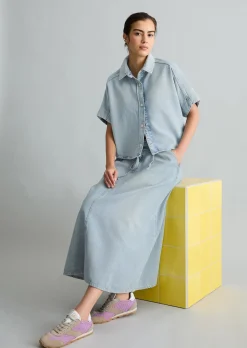 Jeansbluse relaxed aus reiner Baumwolle