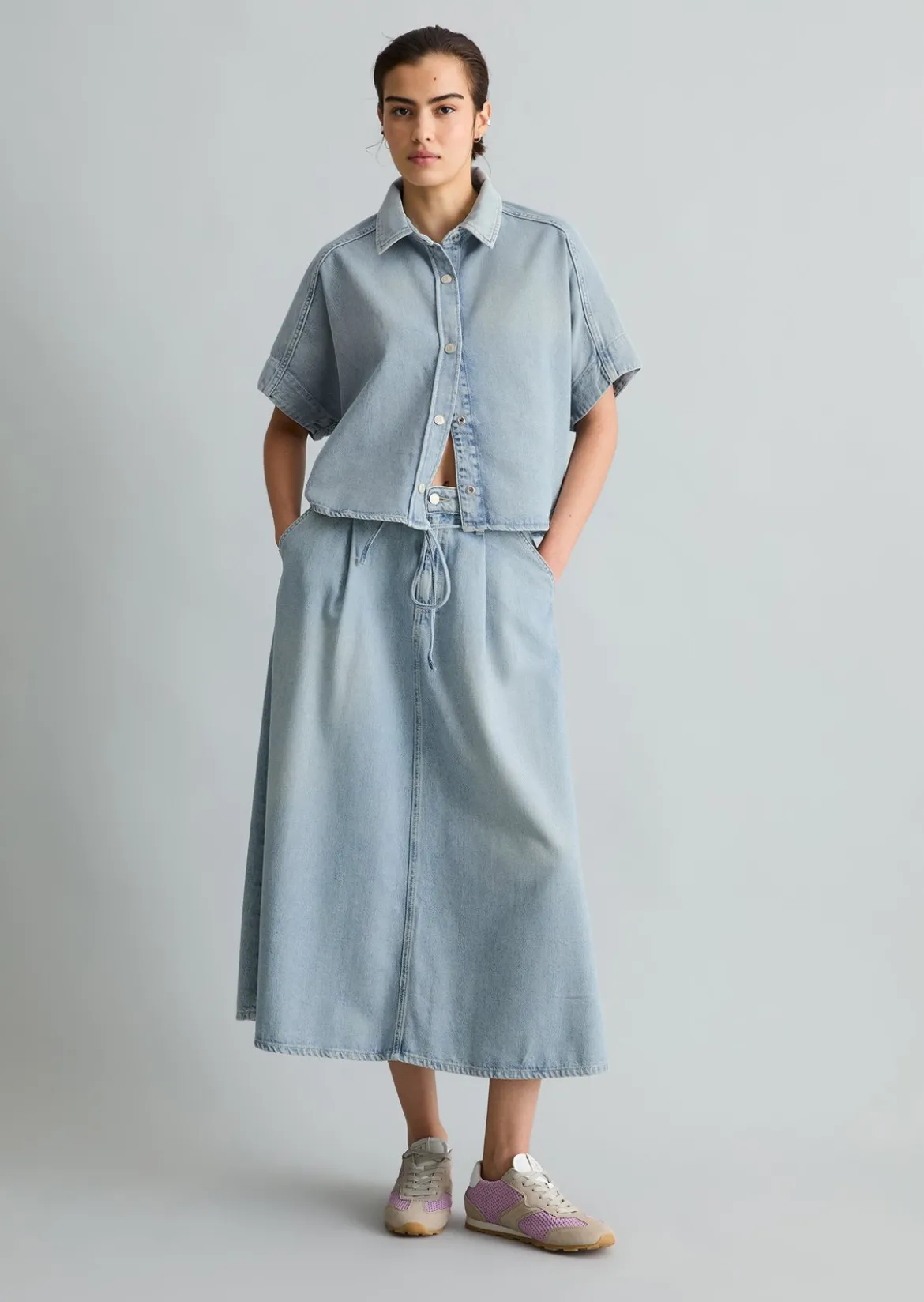 Jeansbluse relaxed aus reiner Baumwolle