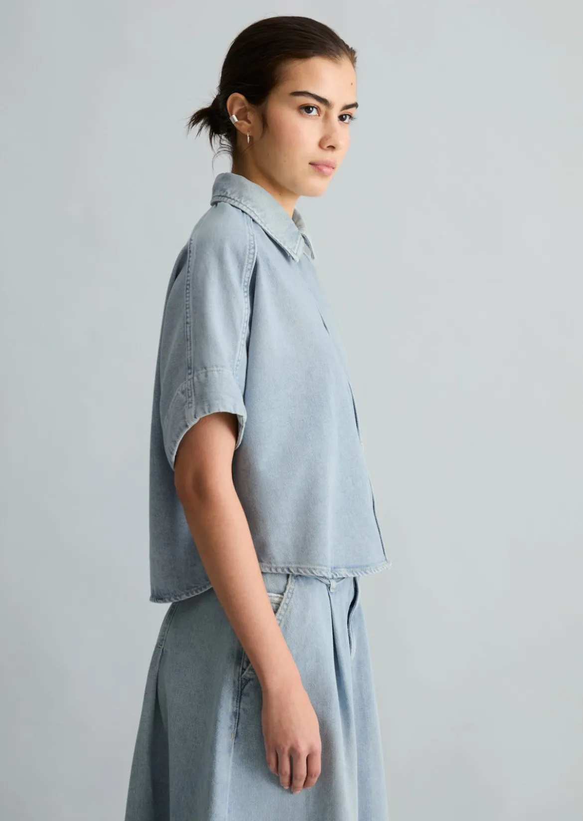 Jeansbluse relaxed aus reiner Baumwolle