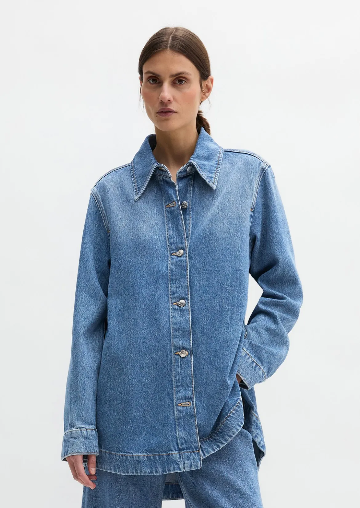 Jeansbluse relaxed aus TENCEL™ Lyocell-Mix