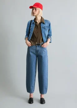 Jeansjacke oversize aus hochwertigem Organic Cotton-Stretch