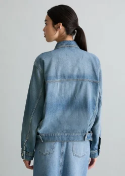 Jeansjacke oversize aus weichem Lyocell-Bio-Baumwolle-Mix