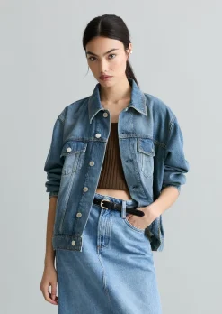 Jeansjacke oversize aus weichem Lyocell-Bio-Baumwolle-Mix