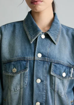 Jeansjacke oversize aus weichem Lyocell-Bio-Baumwolle-Mix