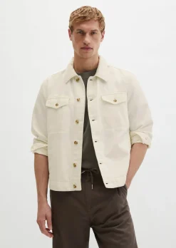 Jeansjacke regular aus Bio-Baumwolle und Leinen
