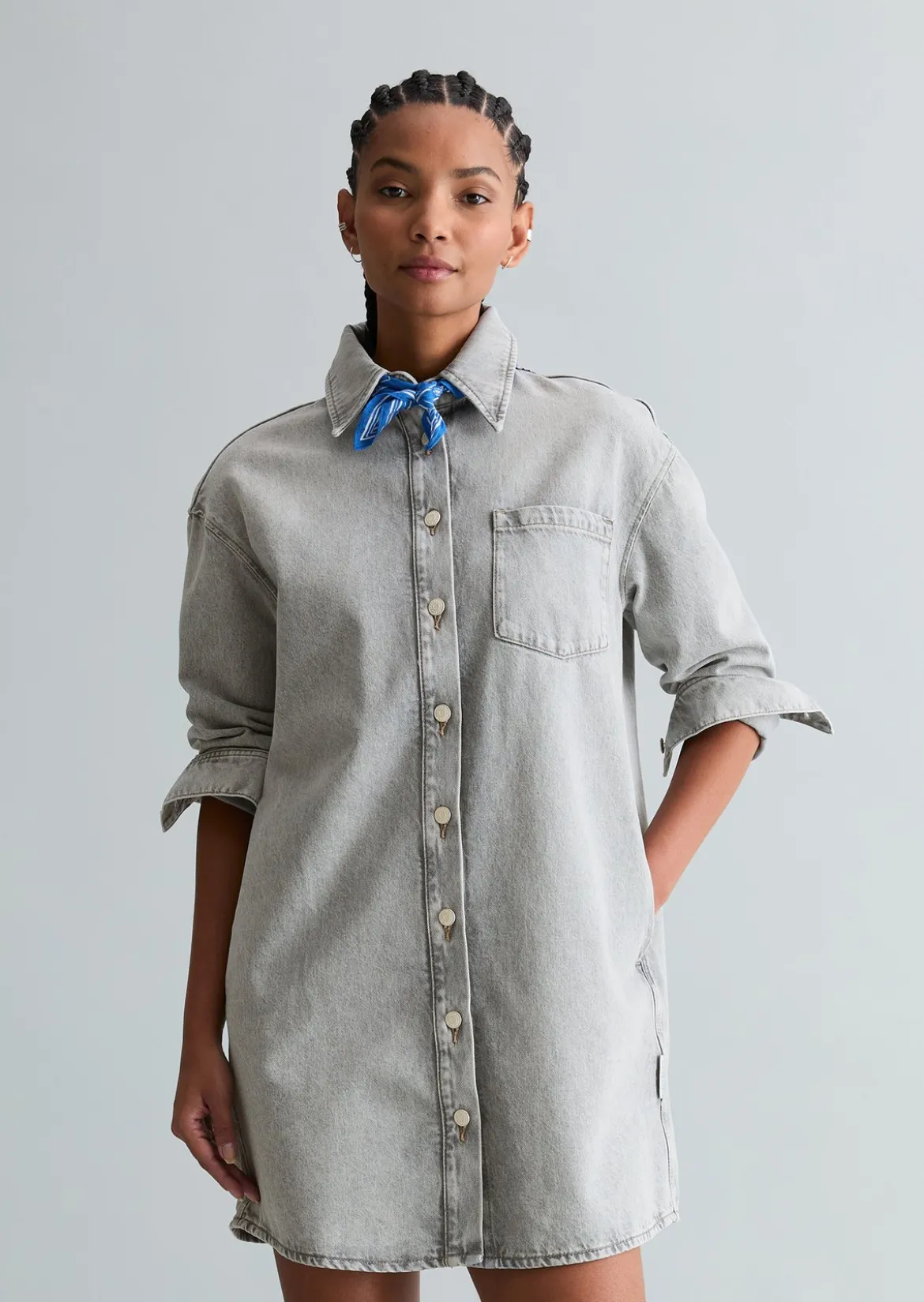 Jeanskleid oversize aus Rigid Denim