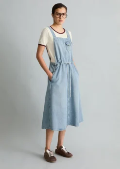 Jeans-Latzkleid flared aus reiner Baumwolle