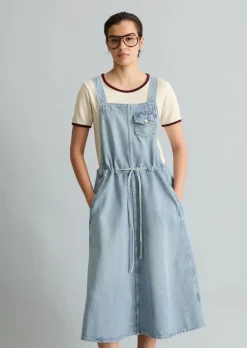 Jeans-Latzkleid flared aus reiner Baumwolle