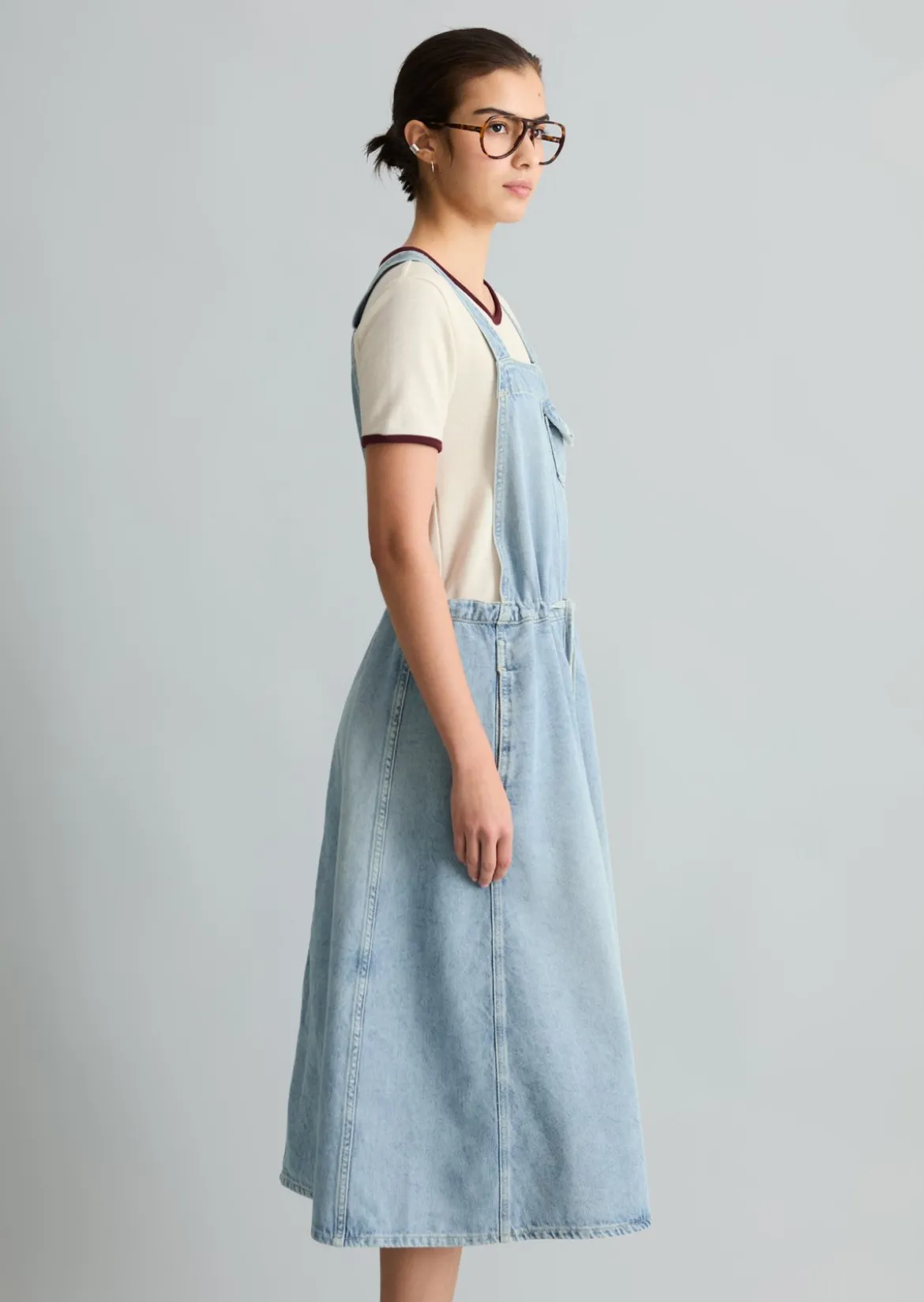 Jeans-Latzkleid flared aus reiner Baumwolle
