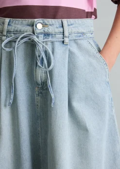 Jeans-Midirock flared aus reiner Baumwolle