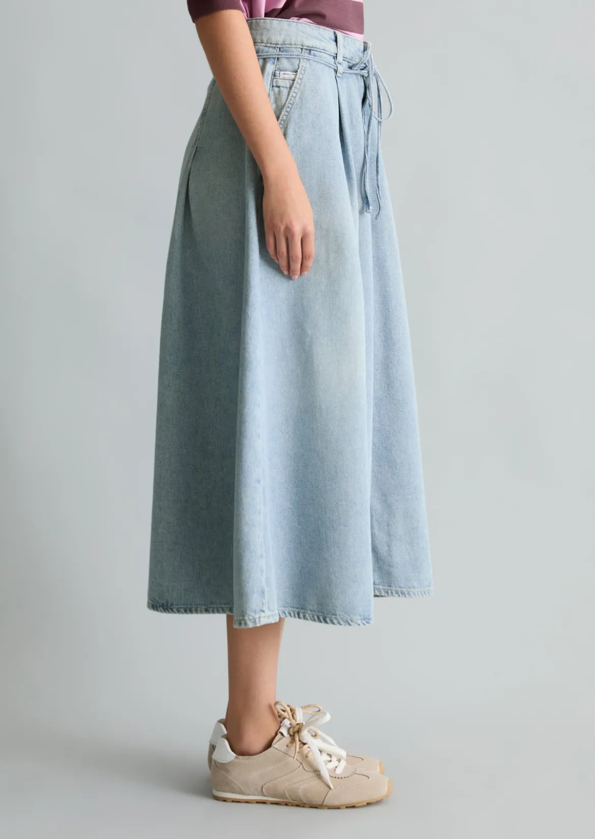 Jeans-Midirock flared aus reiner Baumwolle