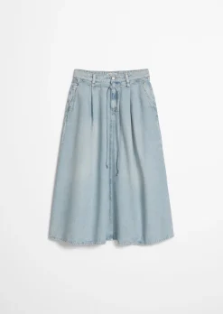Jeans-Midirock flared aus reiner Baumwolle