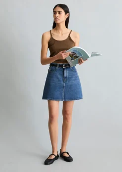 Jeans-Minirock regular aus Rigid Denim