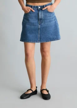Jeans-Minirock regular aus Rigid Denim