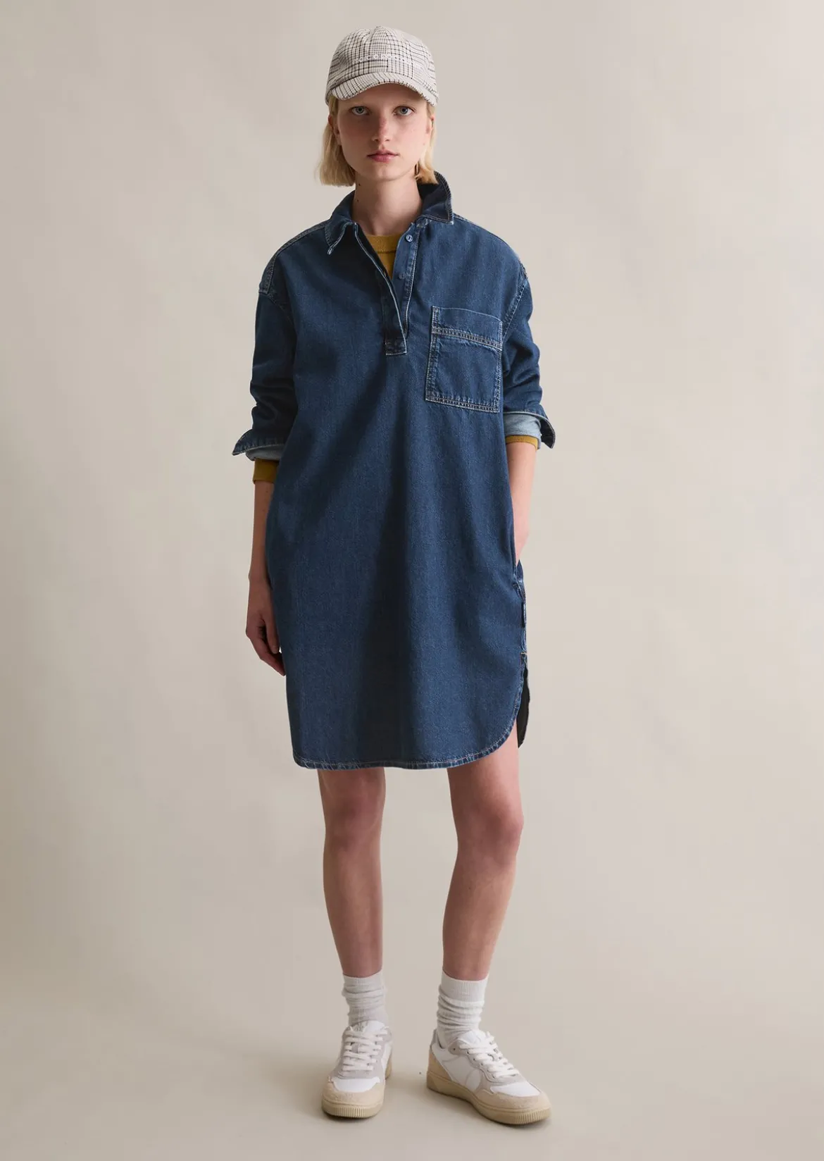 Jeans-Polokleid oversized aus reiner Bio-Baumwolle