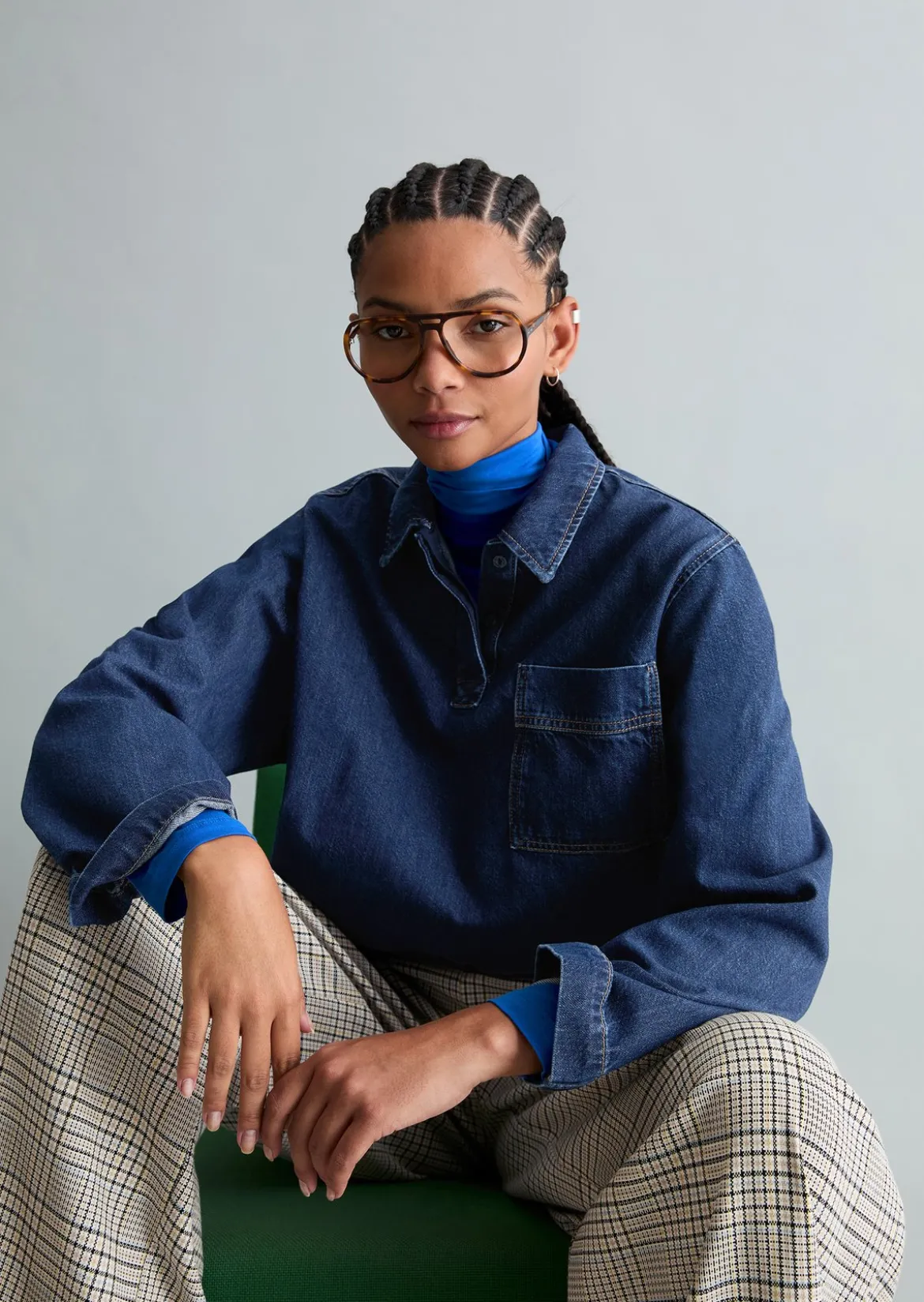 Jeans-Poloshirt oversized aus reiner Bio-Baumwolle