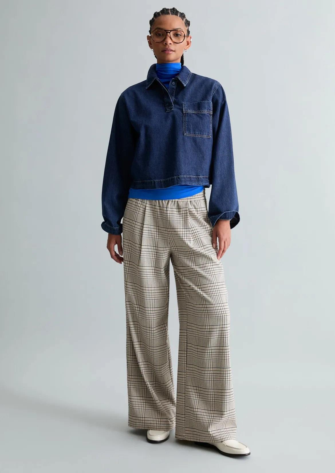 Jeans-Poloshirt oversized aus reiner Bio-Baumwolle