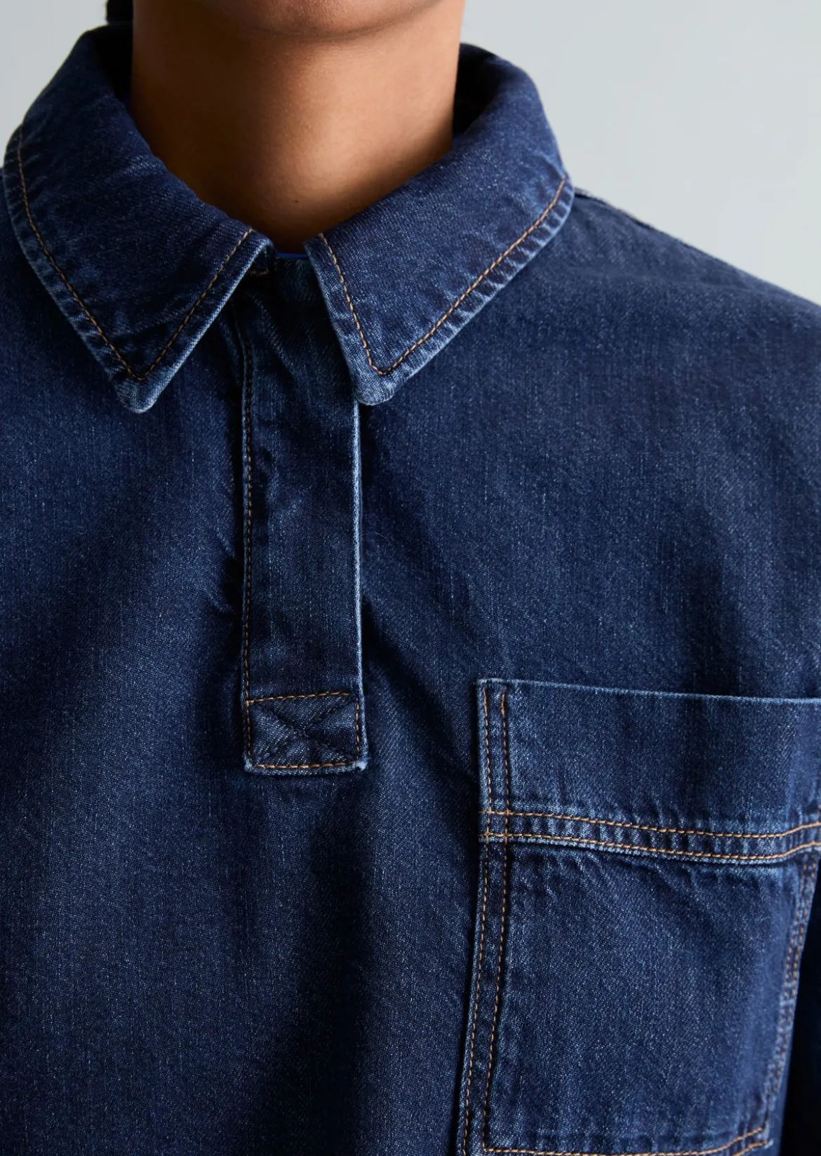 Jeans-Poloshirt oversized aus reiner Bio-Baumwolle