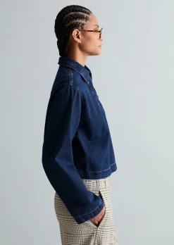 Jeans-Poloshirt oversized aus reiner Bio-Baumwolle