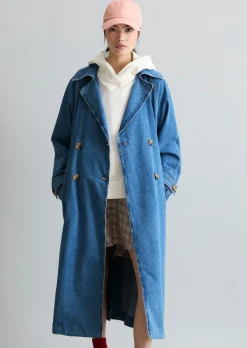 Jeans-Trenchcoat relaxed mit Ananasblattfasern