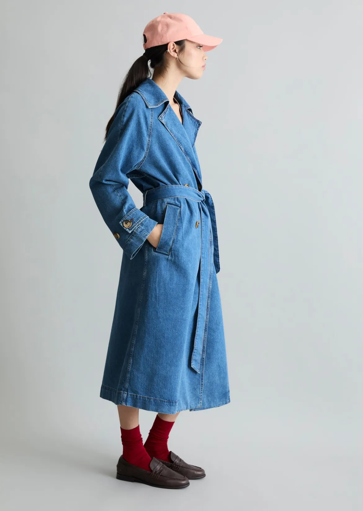 Jeans-Trenchcoat relaxed mit Ananasblattfasern