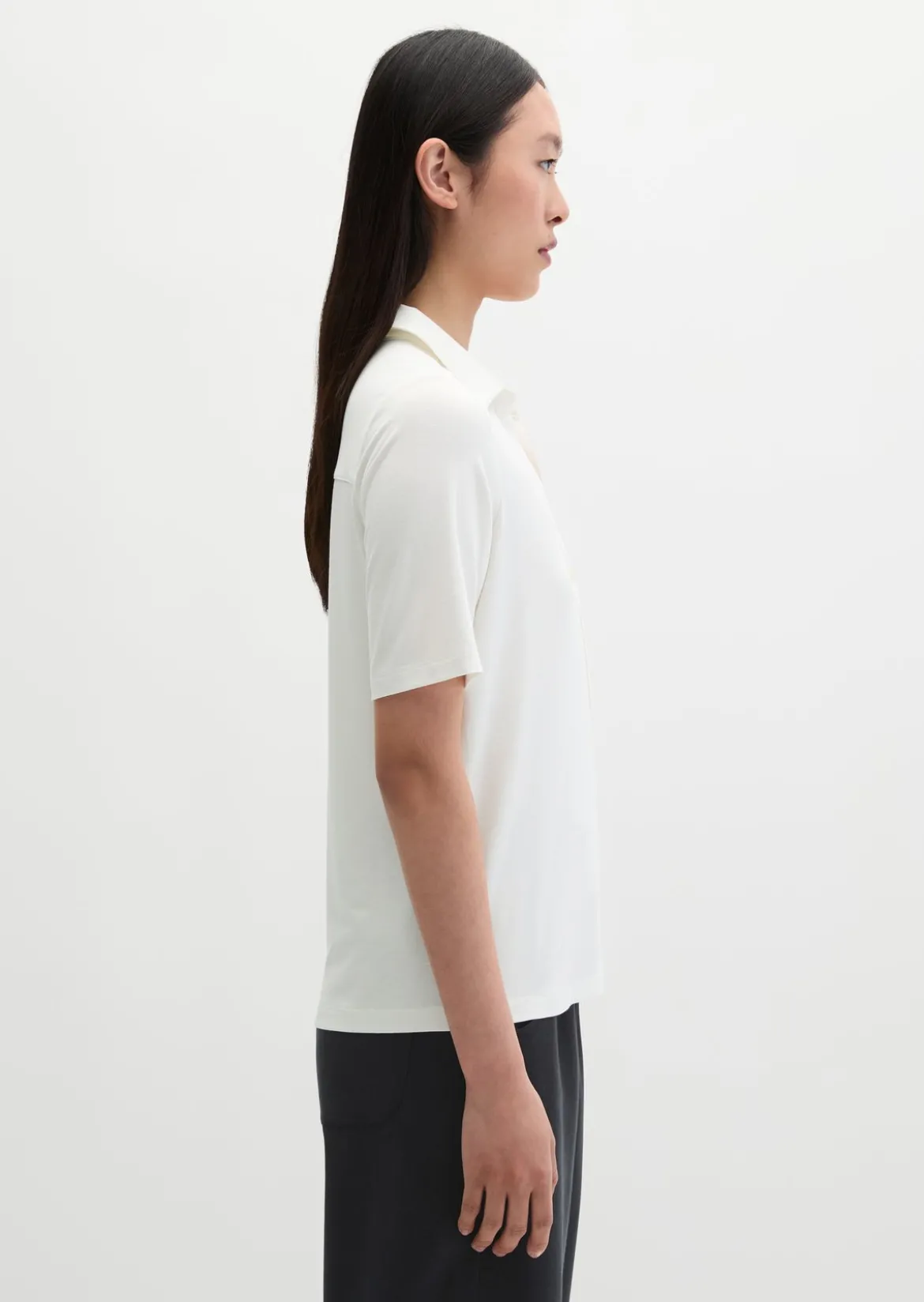 Jerseybluse im Polo-Stil regular aus LENZING™ ECOVERO™