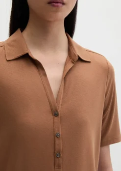 Jerseybluse im Polo-Stil regular aus LENZING™ ECOVERO™