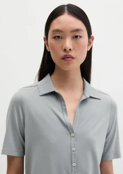 Jerseybluse im Polo-Stil regular aus LENZING™ ECOVERO™