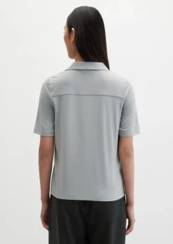 Jerseybluse im Polo-Stil regular aus LENZING™ ECOVERO™