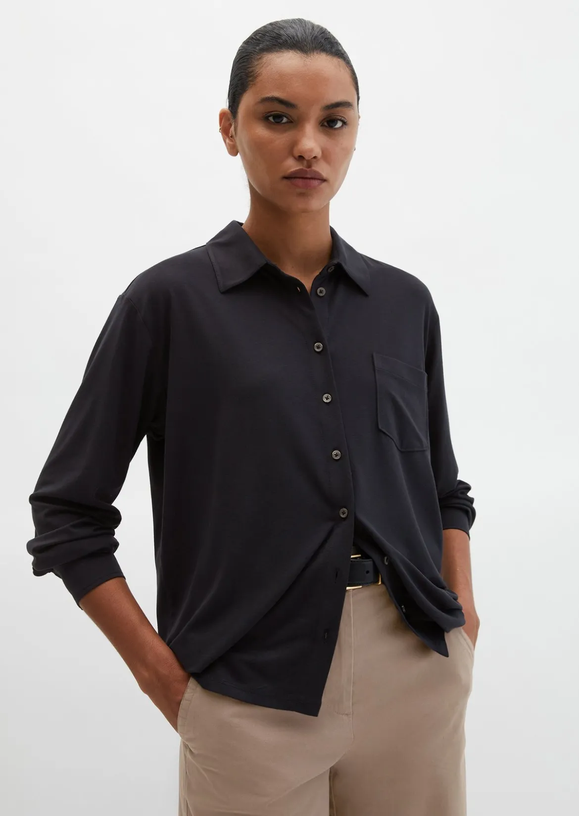 Jersey-Bluse loose aus LENZING™ ECOVERO™
