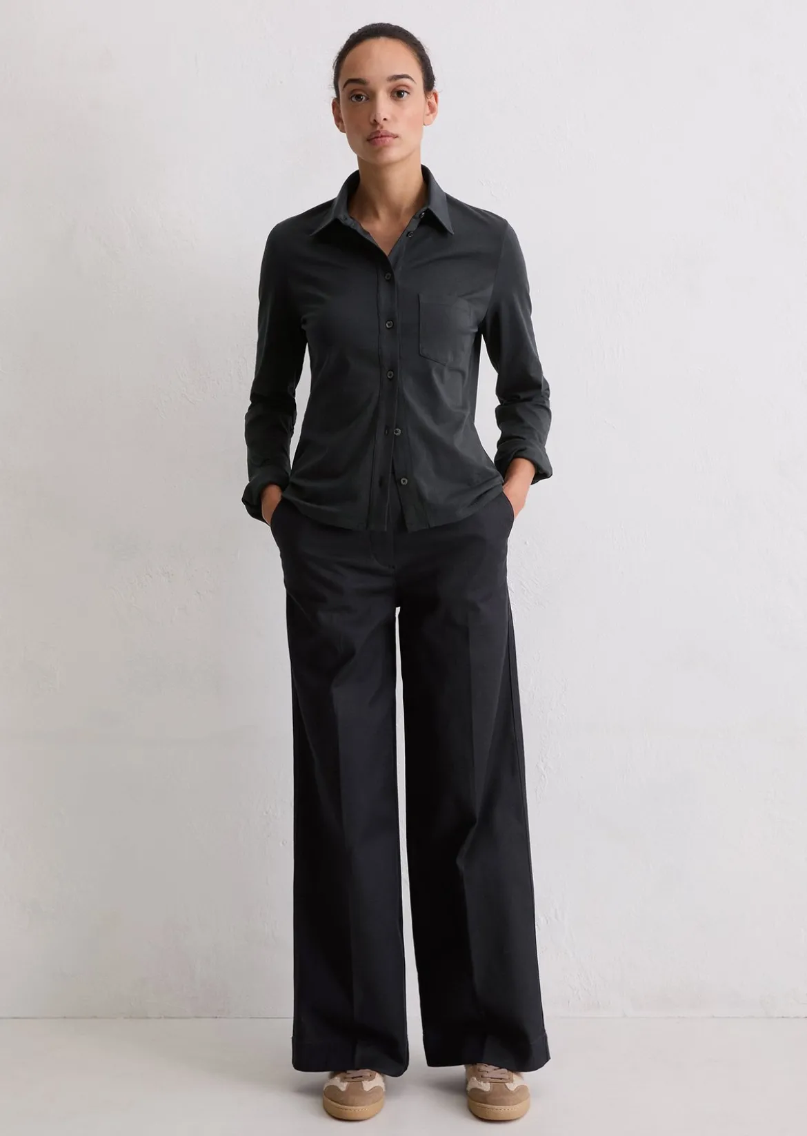 Jerseybluse regular aus Organic-Cotton-Stretch