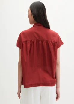 Jerseybluse wide aus Material-Mix
