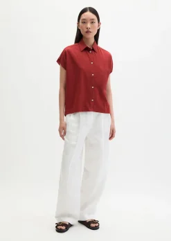 Jerseybluse wide aus Material-Mix
