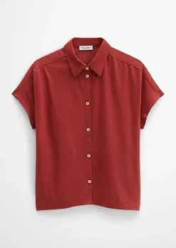 Jerseybluse wide aus Material-Mix