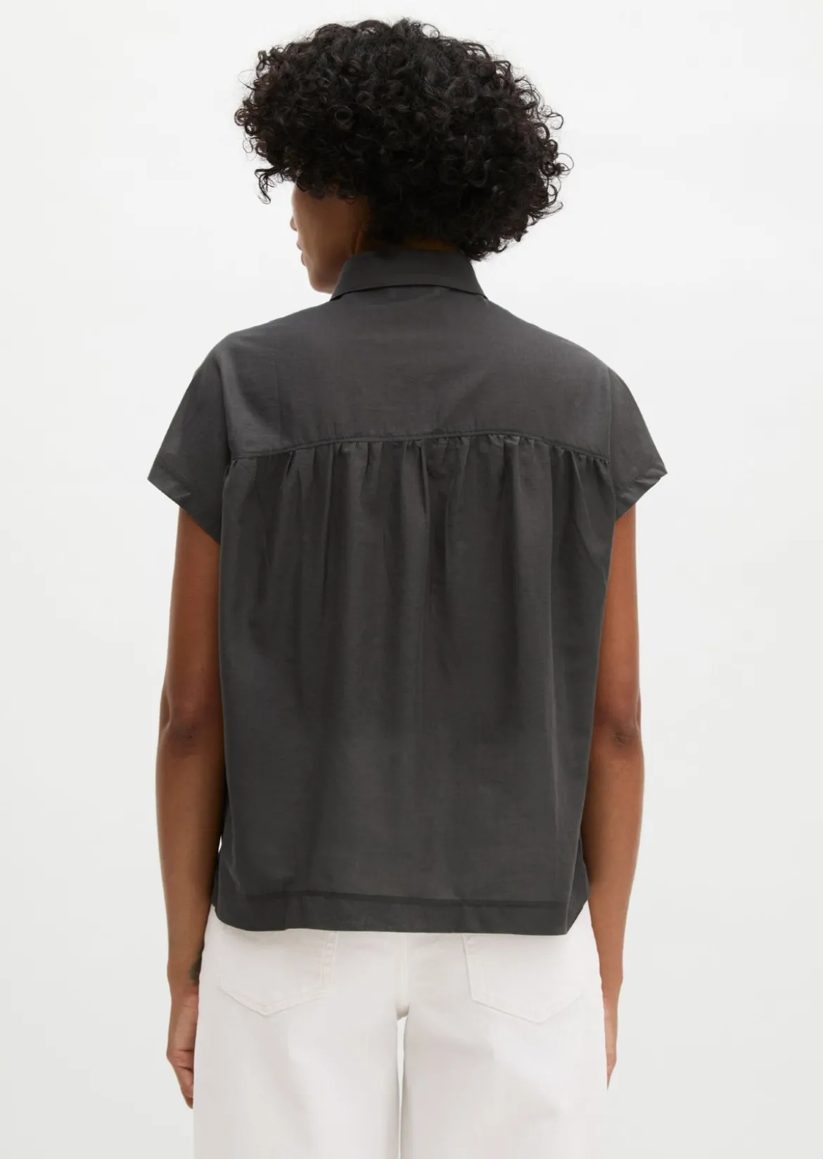 Jerseybluse wide aus Material-Mix
