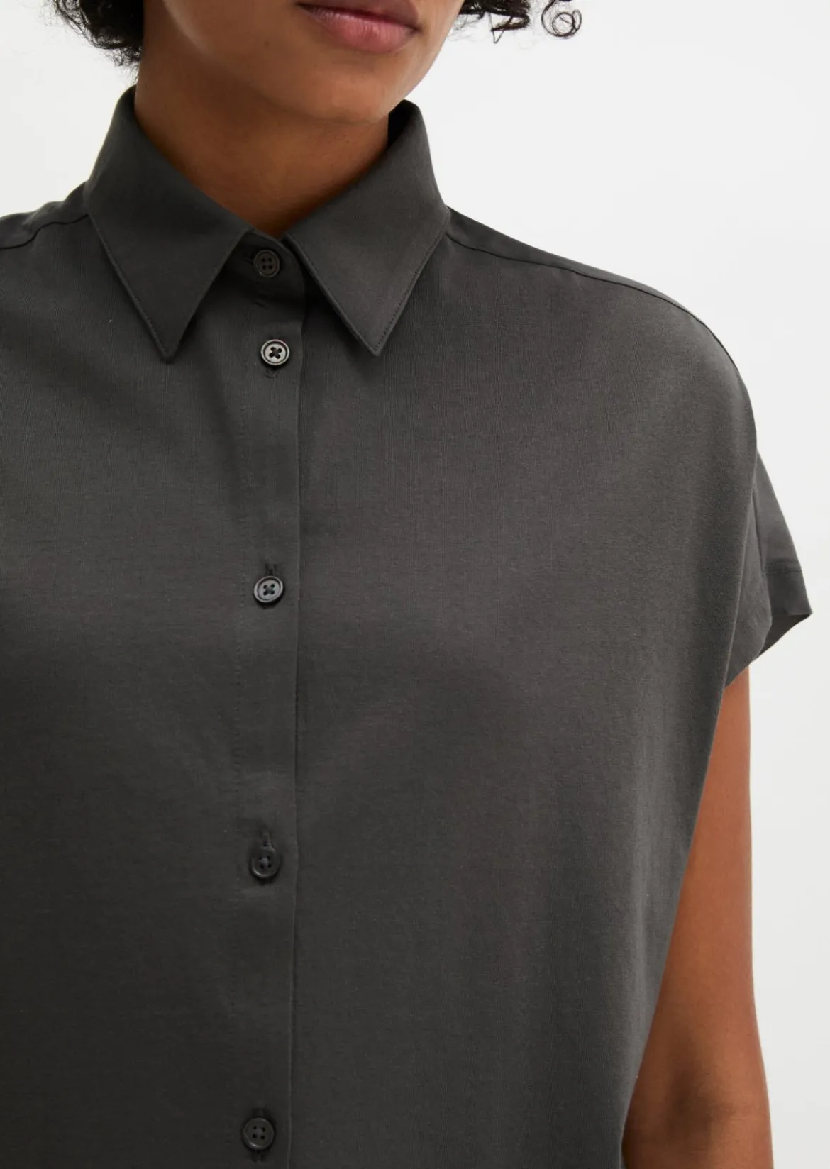 Jerseybluse wide aus Material-Mix