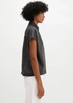 Jerseybluse wide aus Material-Mix