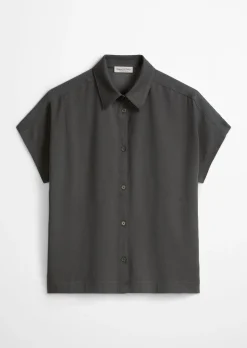 Jerseybluse wide aus Material-Mix